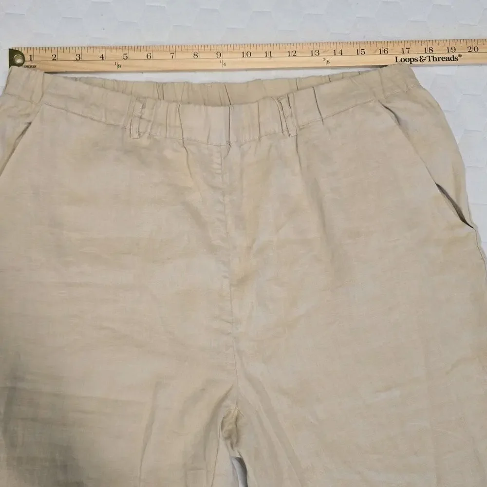 Quince 100% European Linen Pants Women's M Driftwood Elastic Waist Minimalist